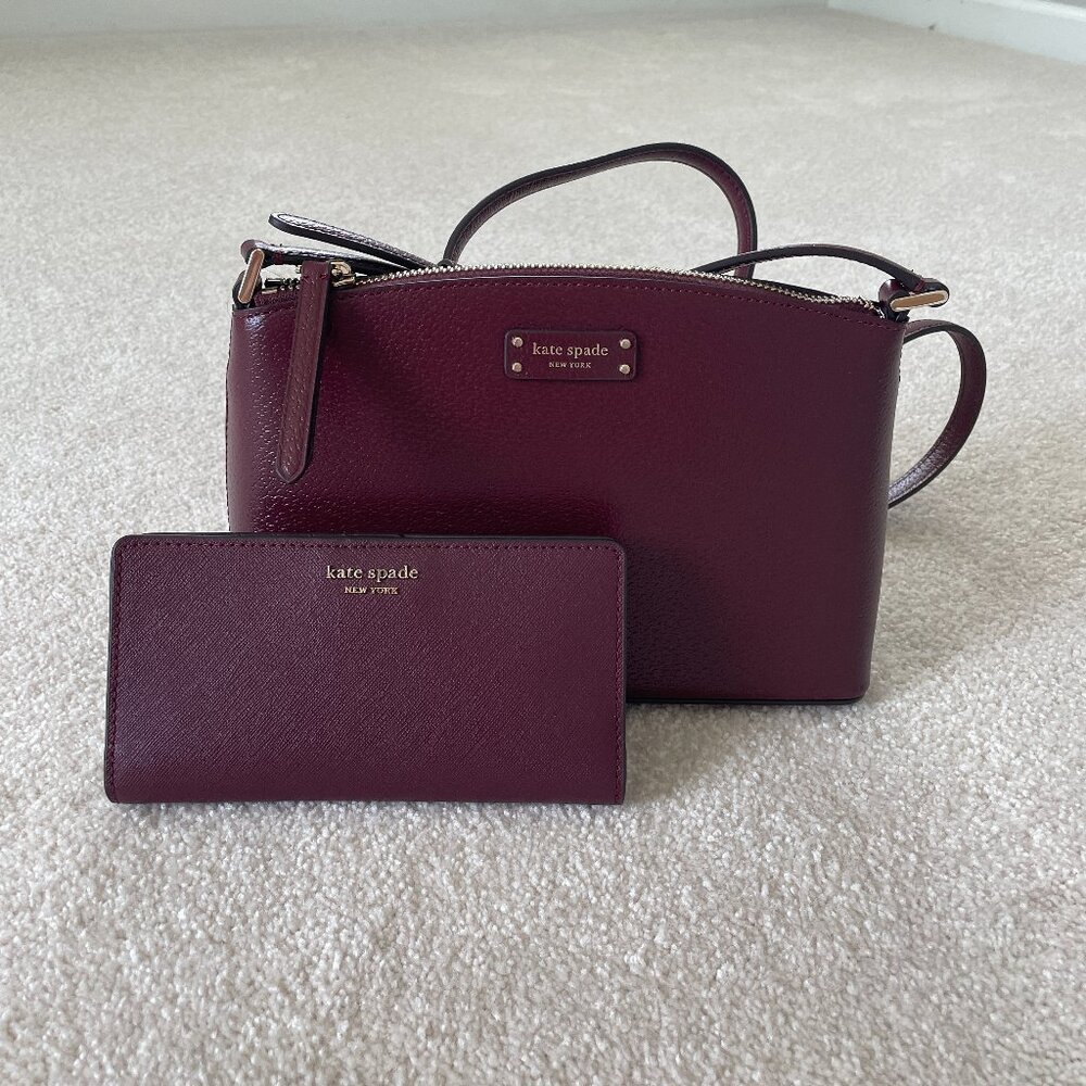 NWT Kate Spade Jeanna Crossbody & Bifold Wallet Cherrywood